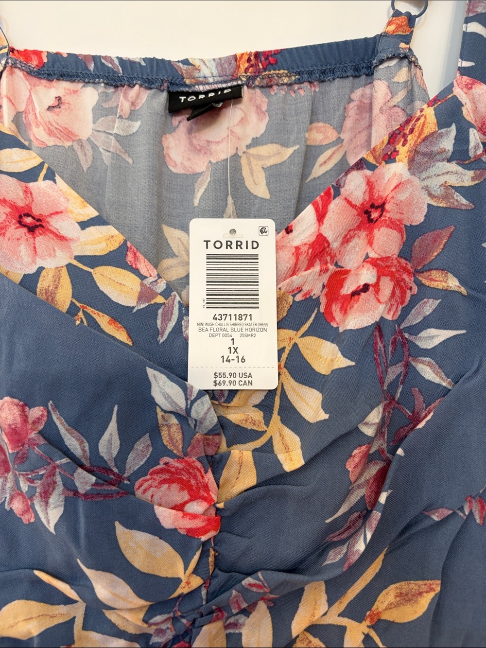 torrid Blue Floral Dress with Pink & Coral Blooms - Picture 2 of 5